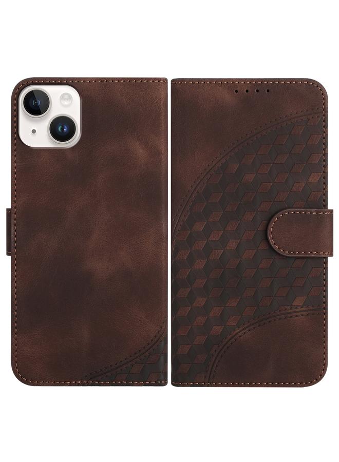 اس-توب جراب هاتف iPhone 14 Plus YX0060 من الجلد المنقوش برأس فيل مع حبل تعليق - Image 1