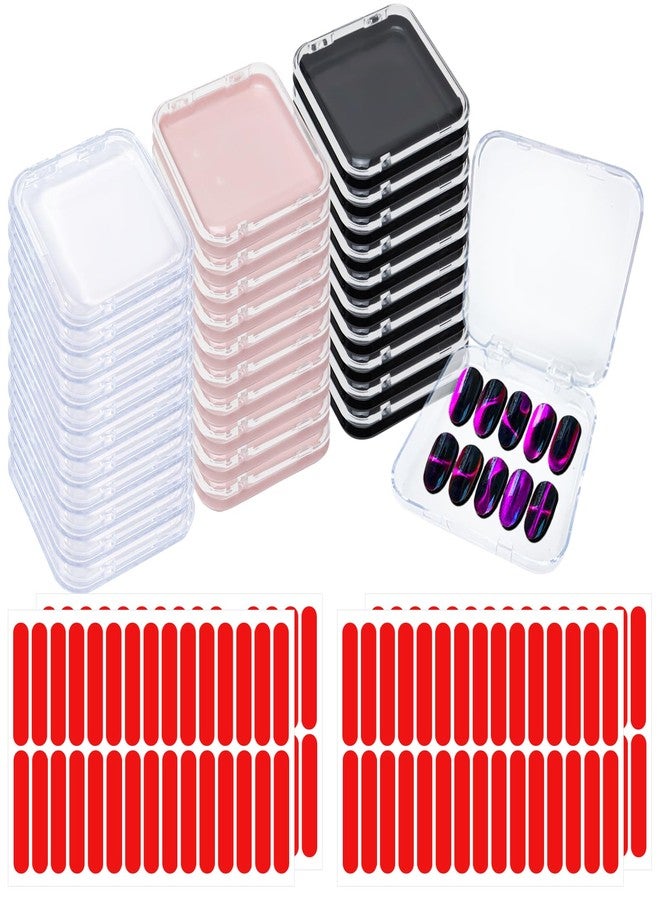 Adodotoe Press on Nail Box,30 Sets Display Case Artificial Nails Display Storage Box with 60 Pcs Adhesive Double Sided Tape Press On Nail Packaging for Nail Salon - Image 1