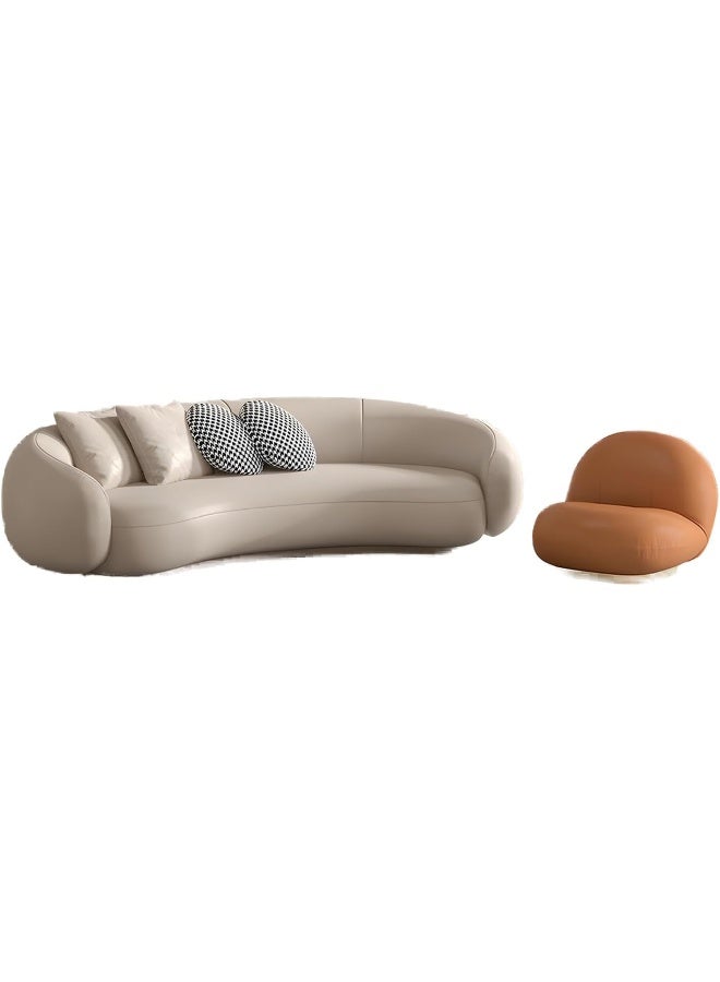 Comfynest Comfynest 25.6 H Contemporary Faux Leather Curved Sofa For Living Room  - Image 3
