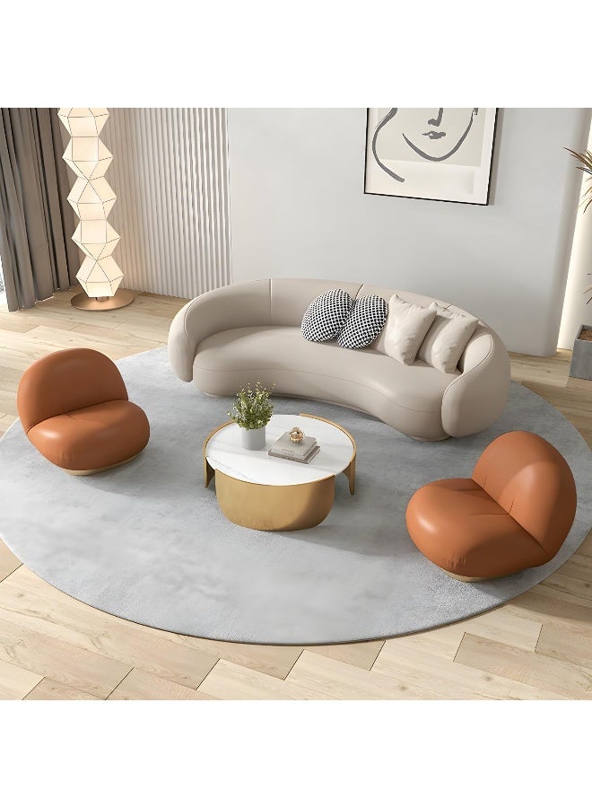 Comfynest Comfynest 25.6 H Contemporary Faux Leather Curved Sofa For Living Room  - Image 2
