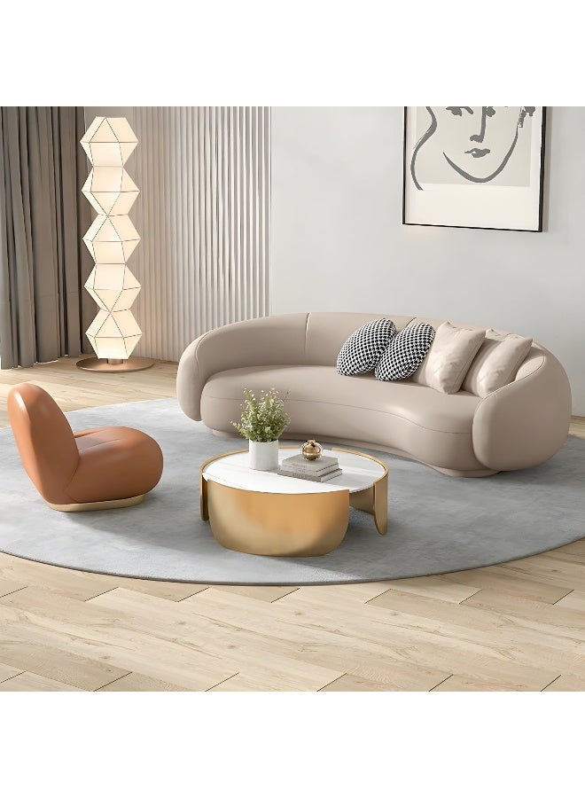 Comfynest Comfynest 25.6 H Contemporary Faux Leather Curved Sofa For Living Room  - Image 4