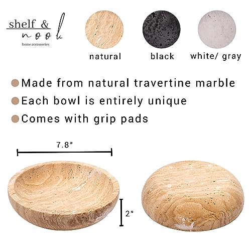 Shelf & Nook Travertine Decorative Bowls for Home Decor. Key Bowl for Entryway Table in a Choice of 5 Colors (Black, Small) - Image 2