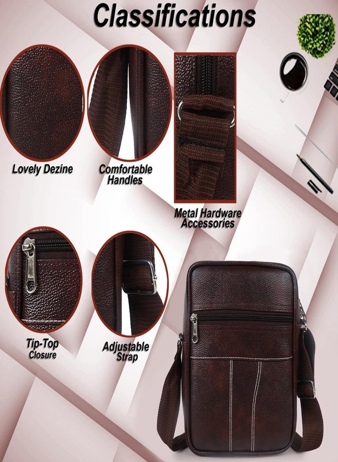 Alison Stylish PU Synthetic Leather Men's Sling Bag Cross Body Travel Office Business messenger. (Brown) - Image 4