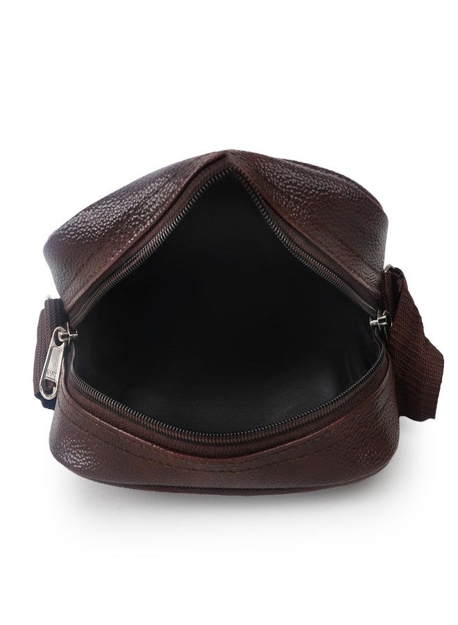Alison Stylish PU Synthetic Leather Men's Sling Bag Cross Body Travel Office Business messenger. (Brown) - Image 5