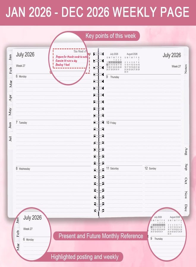 Cheericome Planner 2026, Monthly Planner Runs January 2026 to December 2026, Calendar Planner with Sturdy PP Cover, Weekly Planner 2026, Laminated Tabs, Twin Wire Binding, Elastic Bond, A5 Monthly Planners 2026 - Image 3