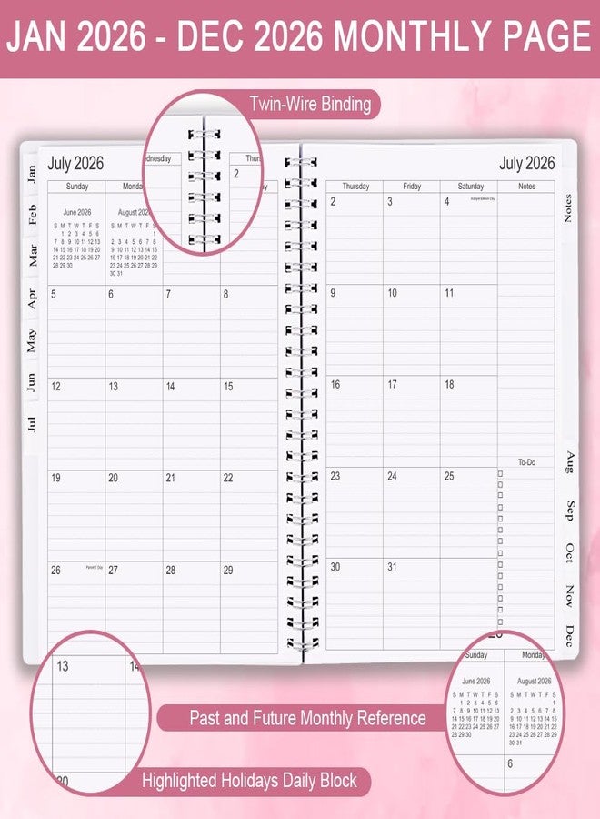 Cheericome Planner 2026, Monthly Planner Runs January 2026 to December 2026, Calendar Planner with Sturdy PP Cover, Weekly Planner 2026, Laminated Tabs, Twin Wire Binding, Elastic Bond, A5 Monthly Planners 2026 - Image 2