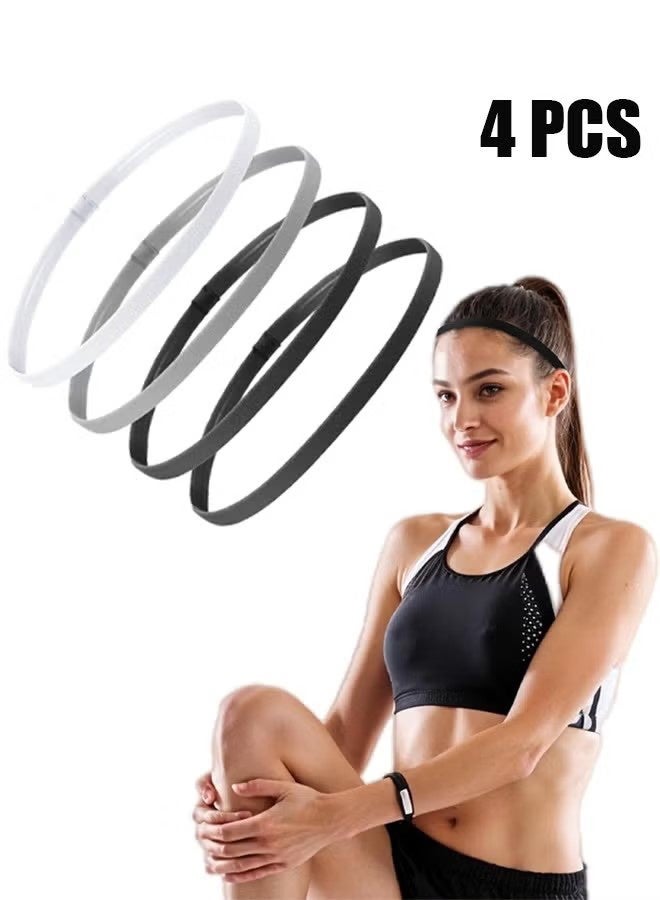 واي جيه 4 قطع رقيقة مضادة للانزلاق عصابات رياضية مرنة مع قبضة سيليكون غير قابلة للانزلاق عصابات رياضية رجال نساء كرة قدم كرة سلة كرة قدم تنس يوغا سكورانشيز ، أسود ، رمادي ، أبيض - Image 1