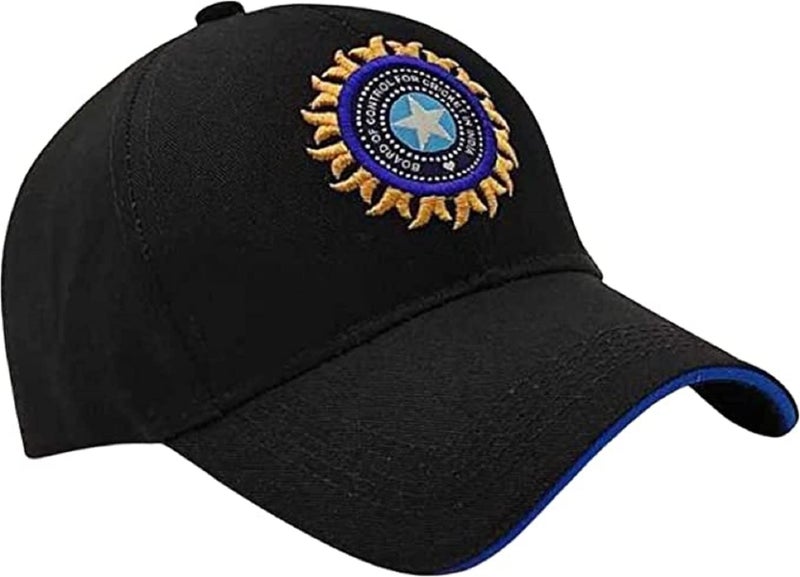 capiteum Solid Baseball Casual Sports Adjustable Cotton Indian Cricket Caps for Men/Women (Black) - Image 5