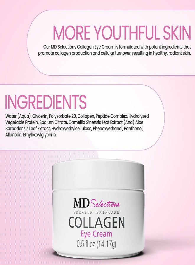 MD Selections Collagen Eye Cream with Hyaluronic Acid, Under Eye Cream for Puffiness, Under Eye Bags, Hydrating Under Eye Cream, Eye Skin Care, 0.5+0.5 Fl Oz (Pack of 2) - Image 5