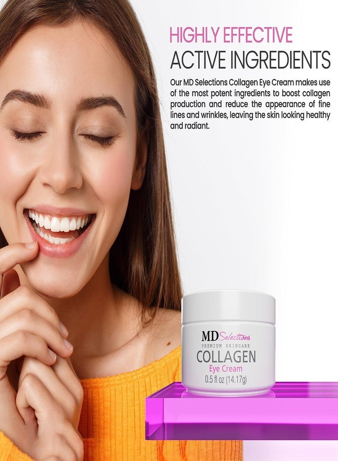 MD Selections Collagen Eye Cream with Hyaluronic Acid, Under Eye Cream for Puffiness, Under Eye Bags, Hydrating Under Eye Cream, Eye Skin Care, 0.5+0.5 Fl Oz (Pack of 2) - Image 4