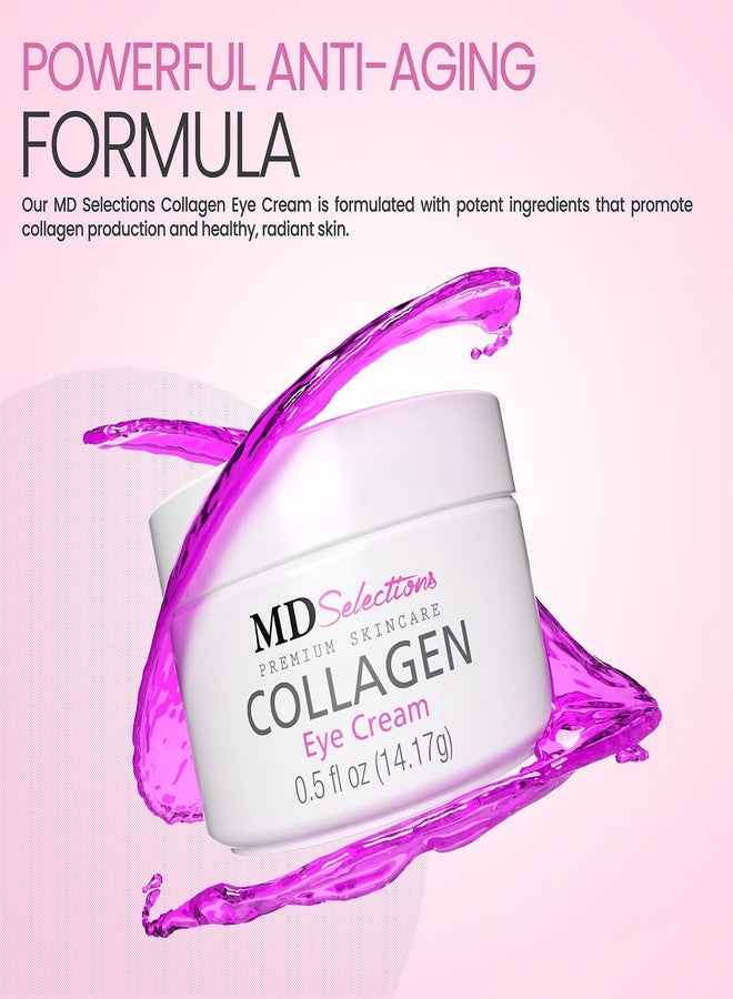 MD Selections Collagen Eye Cream with Hyaluronic Acid, Under Eye Cream for Puffiness, Under Eye Bags, Hydrating Under Eye Cream, Eye Skin Care, 0.5+0.5 Fl Oz (Pack of 2) - Image 3