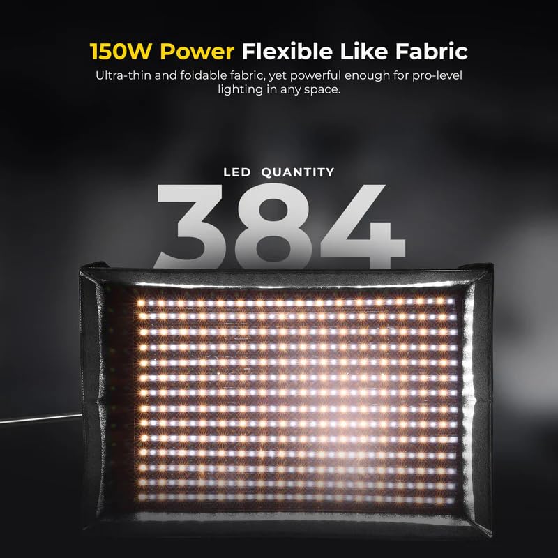 Digitek (DFFL 4060) 150W Bi-Color Flexible Fabric LED Light with Remote, 2700K-6500K, 13500Lux, RA 95+, 384 LEDs, 120° Beam Angle, Metal Frame, Diffuser and Honeycomb Grid, for Photo & Videography - Image 3