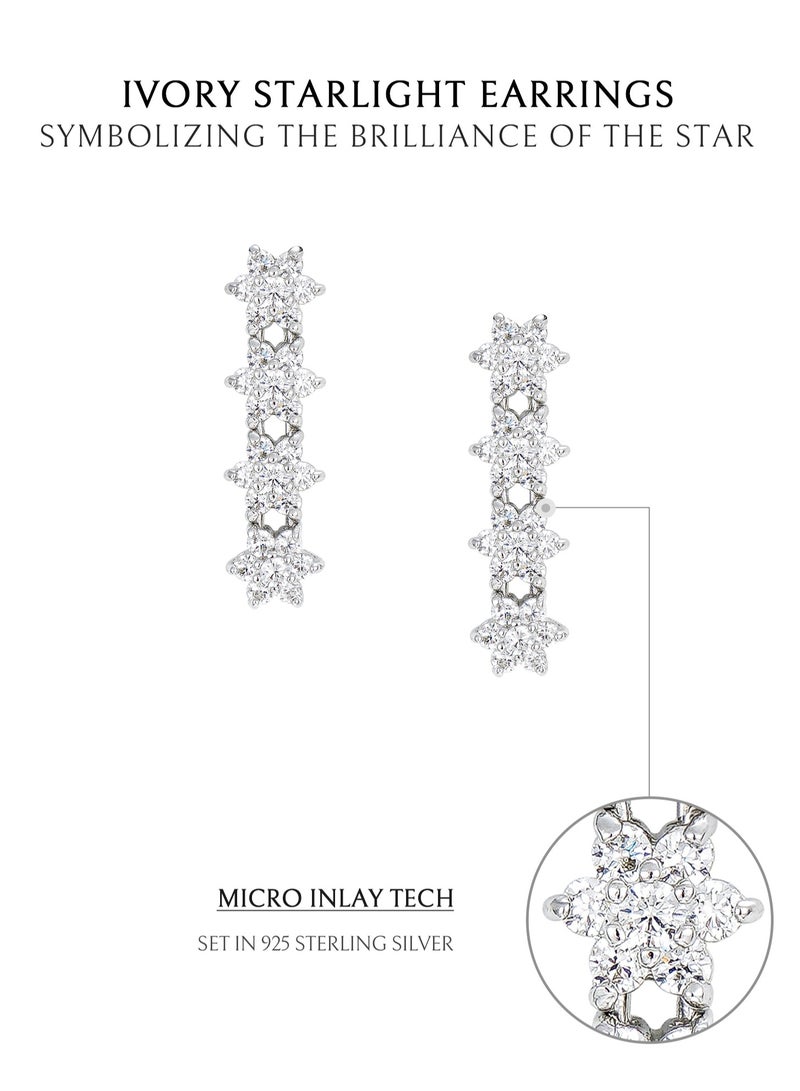 AWNL Ivory Starlight Women's Earrings with CZ Diamond and Sterling Silver, Middle East Exclusive Collection - Image 3