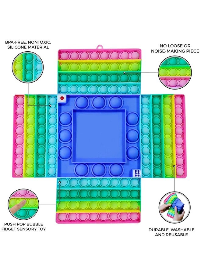 FunBlast Jumbo Pop Bubble Fidget Toys, Ludo Game Kids Toy Pop it Toys Set for 4 Players, Silicone Fidget Pop It (Multicolor) (4 Player Jumbo Pop it) - Image 3