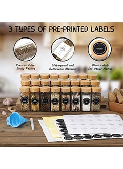 Arabest 24 Pcs Spice Jars with Labels Glass Spice Jars with Bamboo Lids, Minimalist Farmhouse Spice Labels Stickers, Collapsible Funnel, Seasoning Storage Bottles for Spice Rack, Cabinet, Drawer  - Image 2