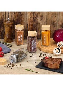Arabest 24 Pcs Spice Jars with Labels Glass Spice Jars with Bamboo Lids, Minimalist Farmhouse Spice Labels Stickers, Collapsible Funnel, Seasoning Storage Bottles for Spice Rack, Cabinet, Drawer  - Image 4