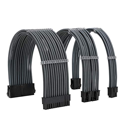 Formulamod Sleeve Extension Power Supply Cable Kit 18AWG ATX 24P+ EPS 8-P+PCI-E8-P with Combs for PSU to Motherboard/GPU (Grey) - Image 1