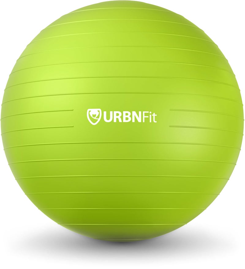 URBNFit كرة تمارين URBNFit - كرة يوغا بأحجام متعددة لليوغا، والبيلاتس، والحمل، والثبات - كرة توازن سويسرية مضادة للانفجار مع مضخة سريعة - كرسي كرة مكتبي للمنزل والصالة الرياضية - 22 بوصة - أخضر - Image 1