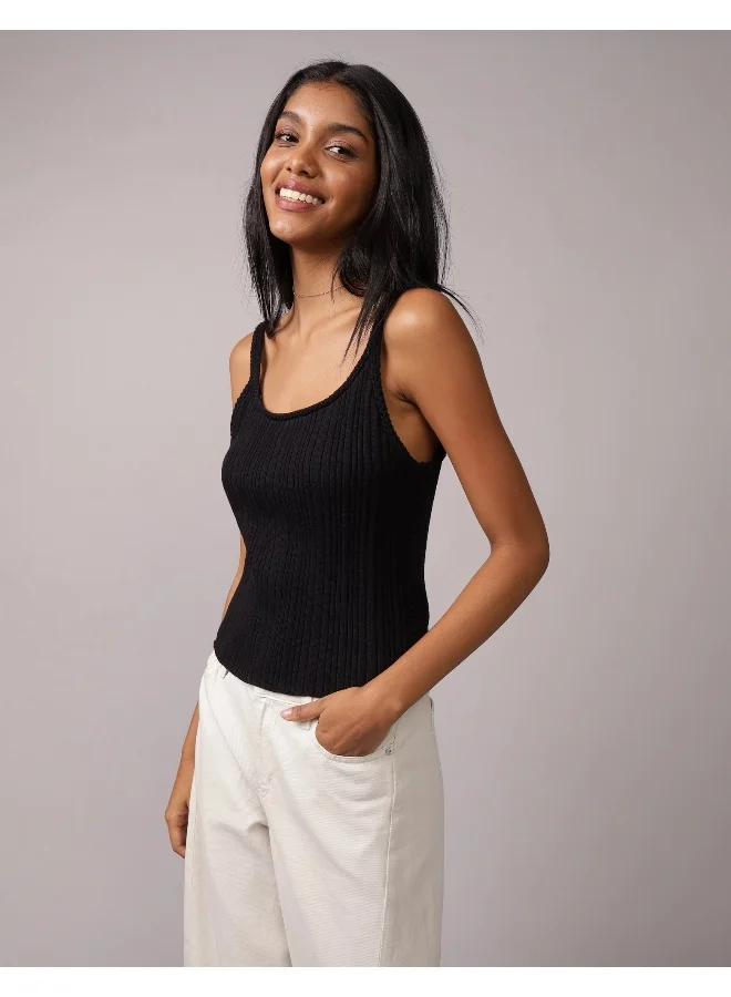 American Eagle AE Cropped Crochet Tank Top
