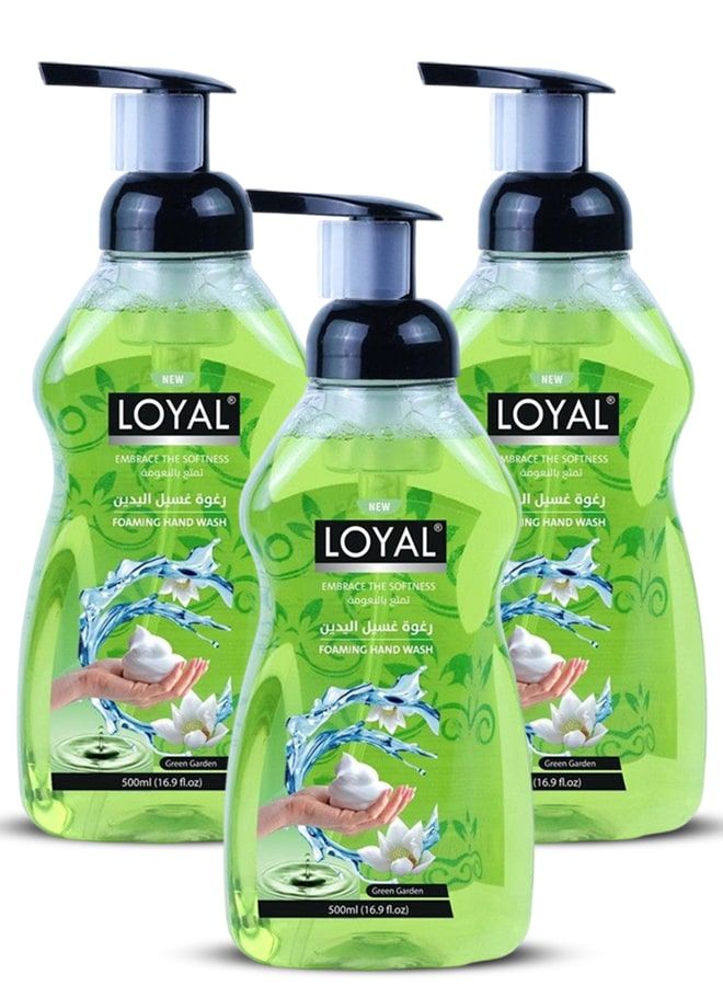 لويال غسول اليدين والجسم الرغوي، جرين جاردن، 3 × 500 مل