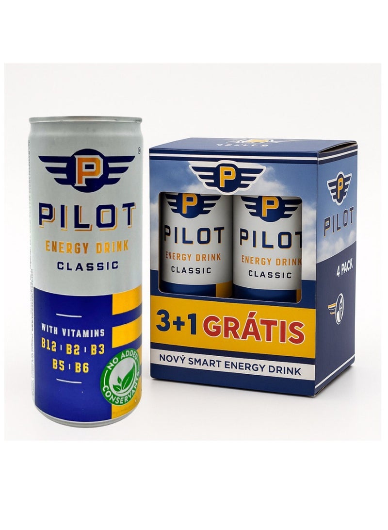 PILOT Energy Drink Energy Drink – Classic 250 ml Pack of 4 Cans - Image 1