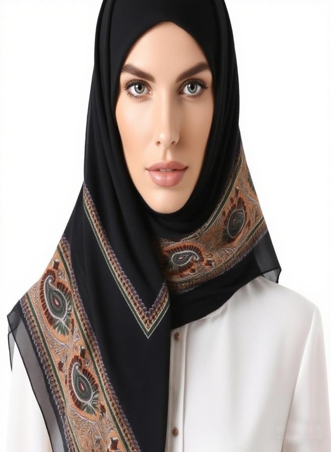 كي-اليوون وشاح مربع كبير من كي-إليون، 51 بوصة، وشاح رأس من الشيفون، أوشحة عصرية، عمامات، أوشحة لف الشعر H25-01 - Image 5