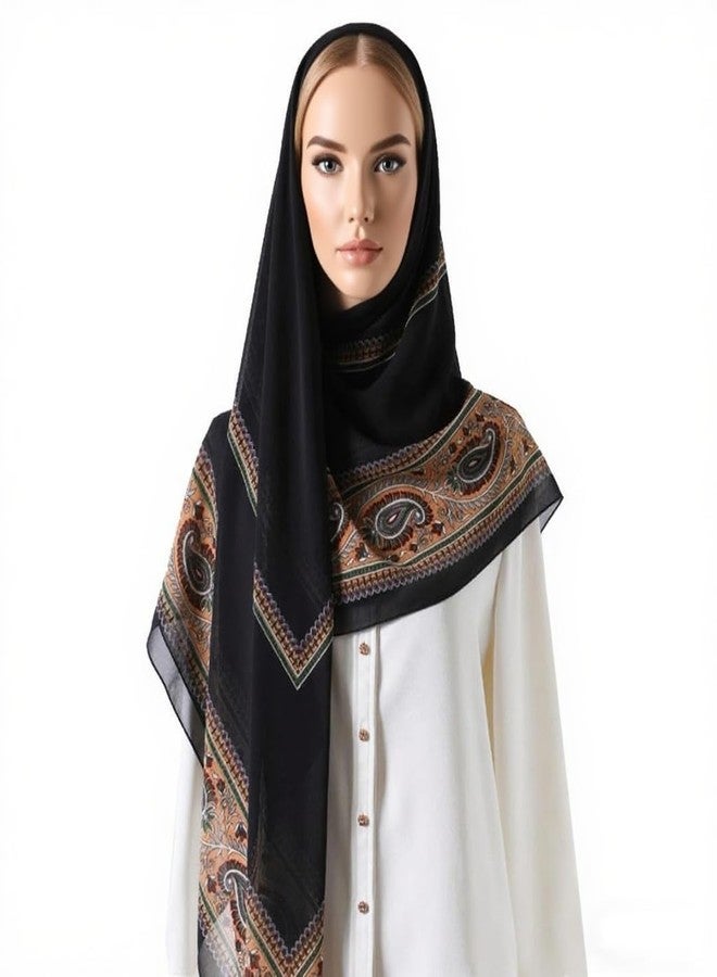 كي-اليوون وشاح مربع كبير من كي-إليون، 51 بوصة، وشاح رأس من الشيفون، أوشحة عصرية، عمامات، أوشحة لف الشعر H25-01 - Image 4