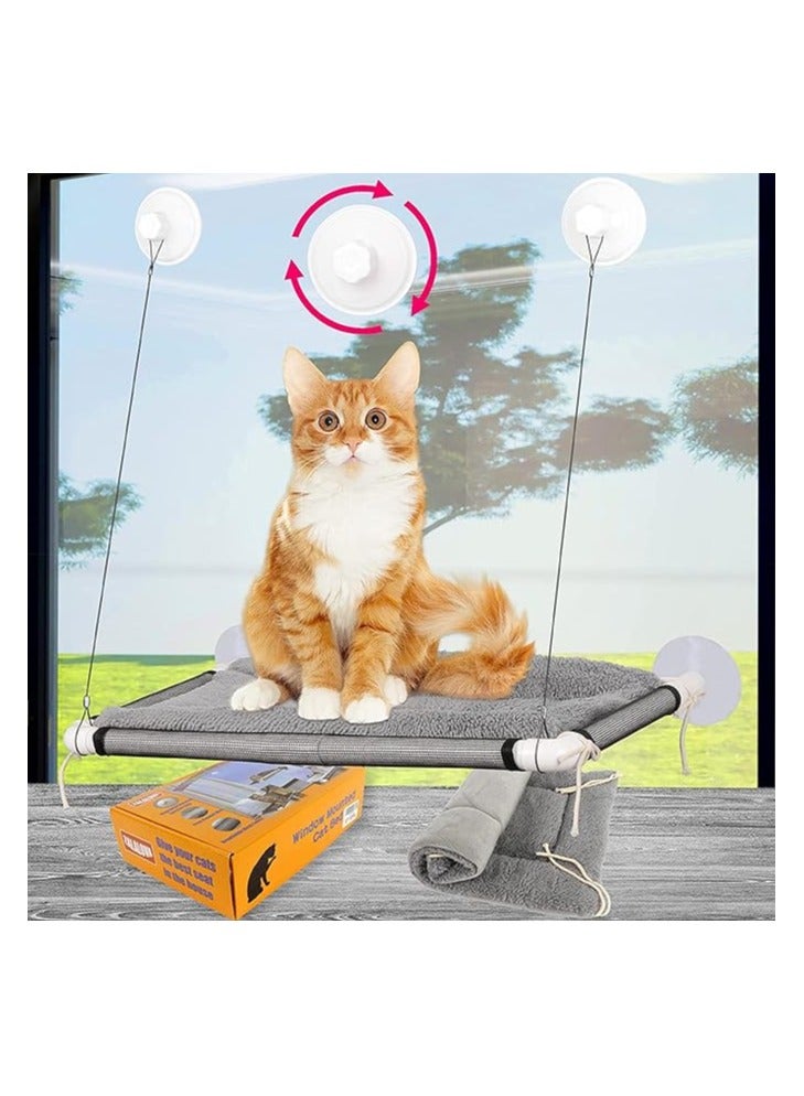S2C Cat Window Bed, Perch Window Seat Suction Cups Space-Saving Cat Hammock Pet Resting Seat Safety Cat Shelves - Offering 360-degree Sunbathing for Cats up to 22 kgs (WITH CUSHION) - Image 1