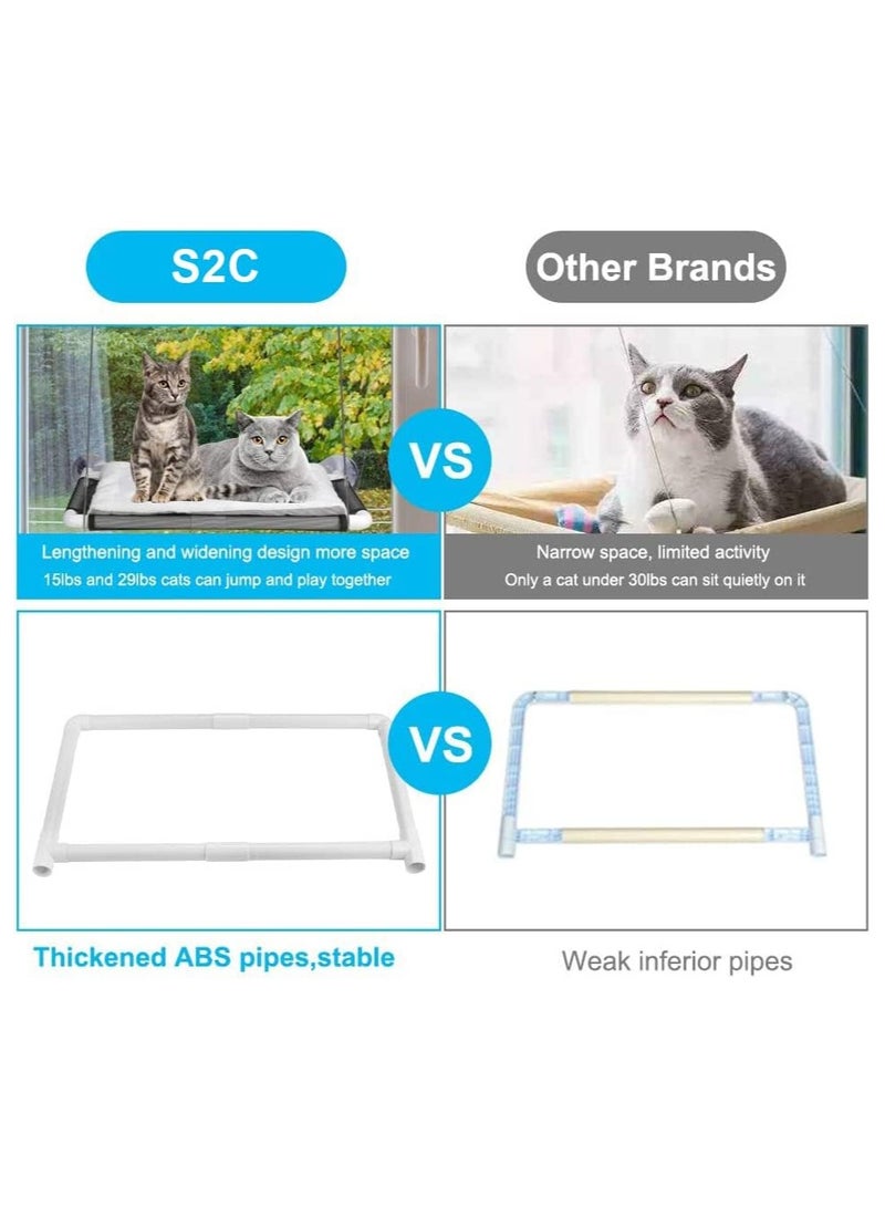 S2C Cat Window Bed, Perch Window Seat Suction Cups Space-Saving Cat Hammock Pet Resting Seat Safety Cat Shelves - Offering 360-degree Sunbathing for Cats up to 22 kgs (WITH CUSHION) - Image 5
