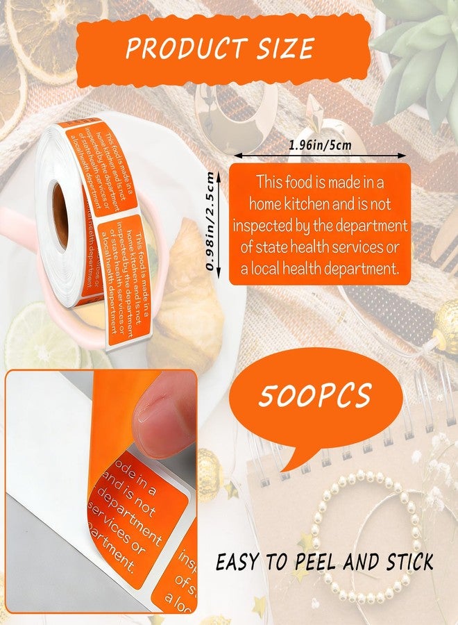 Weesdsio 500 Count Cottage Food Law Labels Stickers Made in a Home Kitchen 2x1 Inch Inspection Statement Thermal Printed Labels for Home Kitchen - Image 2