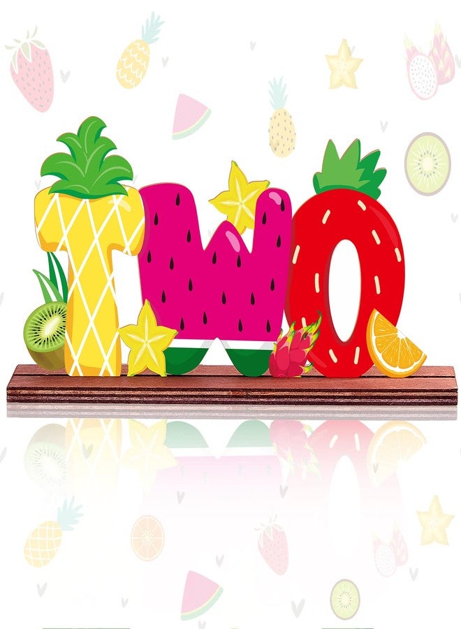 Yulejo Twotti Frutti Two Letter Sign Wooden Table Centerpieces Pineapple Watermelon Strawberry Second Birthday Luau Centerpieces for Table 2nd Birthday Baby Shower Party Decorations Photo Props - Image 1