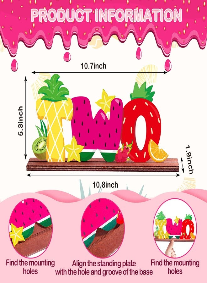 Yulejo Twotti Frutti Two Letter Sign Wooden Table Centerpieces Pineapple Watermelon Strawberry Second Birthday Luau Centerpieces for Table 2nd Birthday Baby Shower Party Decorations Photo Props - Image 2