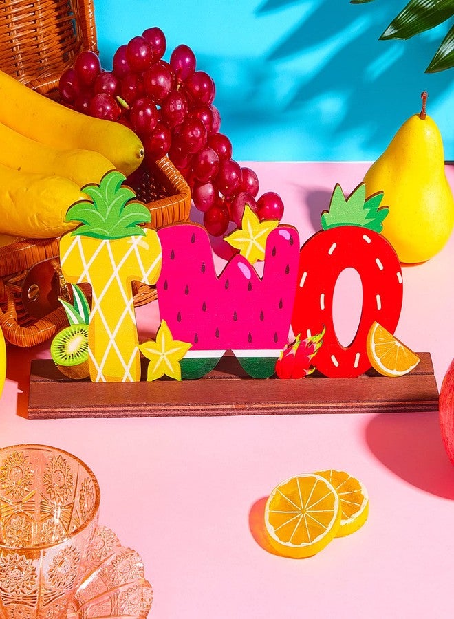 Yulejo Twotti Frutti Two Letter Sign Wooden Table Centerpieces Pineapple Watermelon Strawberry Second Birthday Luau Centerpieces for Table 2nd Birthday Baby Shower Party Decorations Photo Props - Image 4