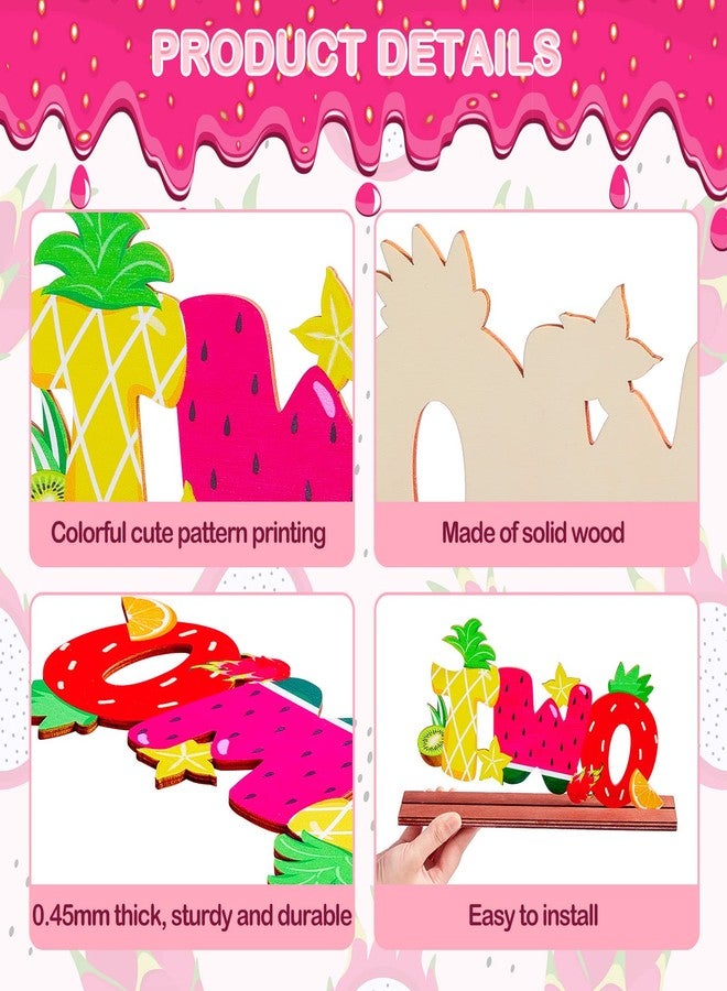 Yulejo Twotti Frutti Two Letter Sign Wooden Table Centerpieces Pineapple Watermelon Strawberry Second Birthday Luau Centerpieces for Table 2nd Birthday Baby Shower Party Decorations Photo Props - Image 3