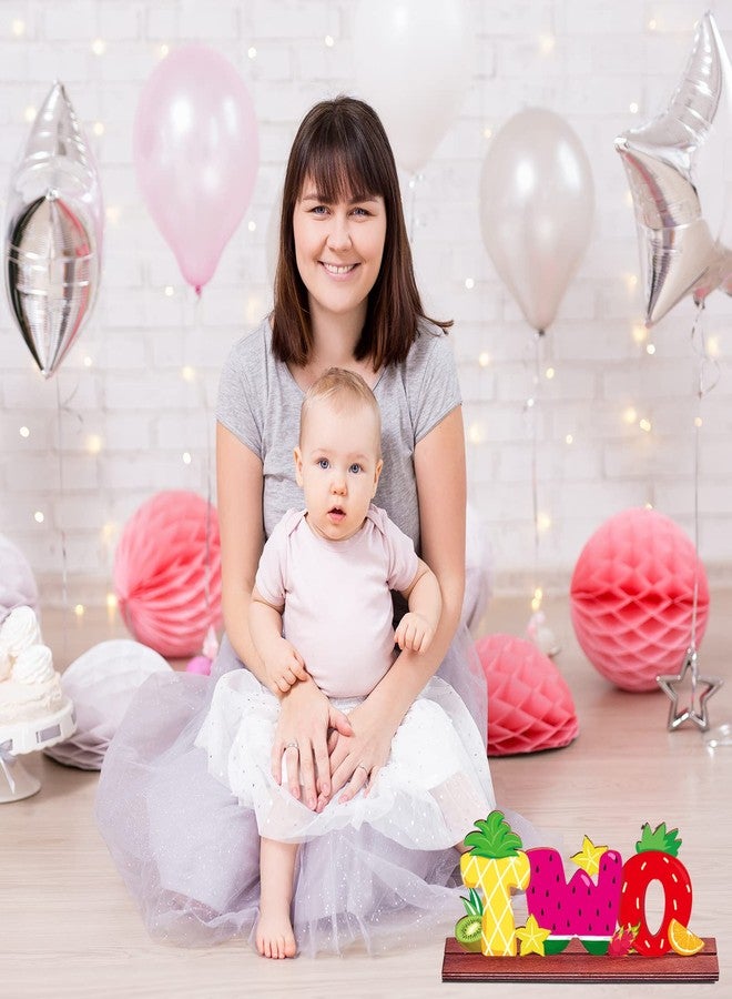 Yulejo Twotti Frutti Two Letter Sign Wooden Table Centerpieces Pineapple Watermelon Strawberry Second Birthday Luau Centerpieces for Table 2nd Birthday Baby Shower Party Decorations Photo Props - Image 5