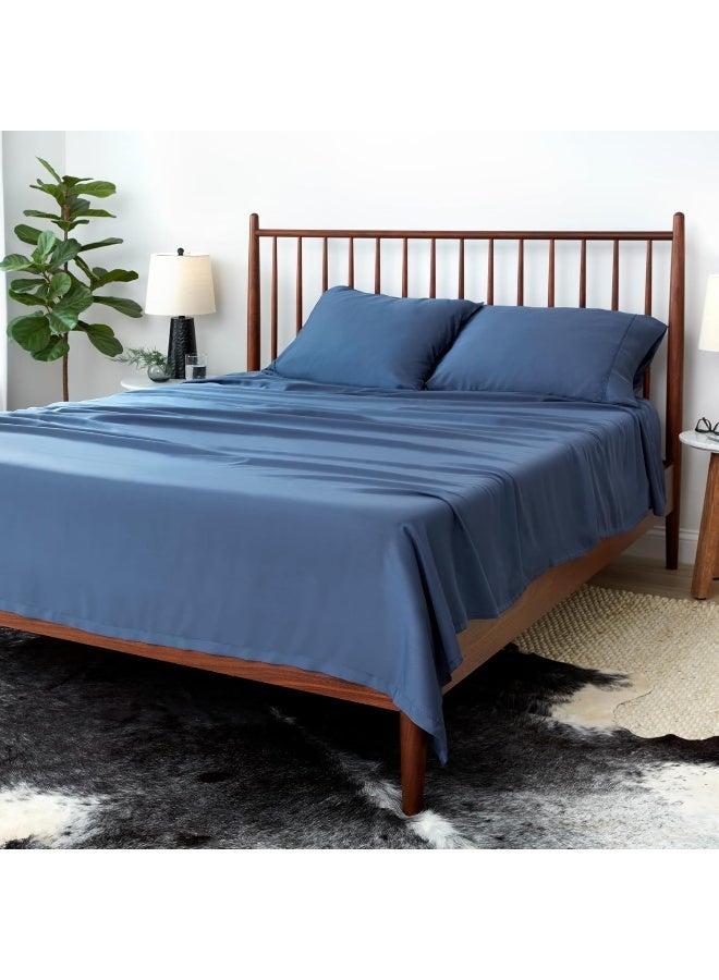 SHEEX Arctic Aire MAX Sheet Set, Ultrasoft Cooling Sheets with 1 Flat Sheet, 1 Fitted Sheet, and 2 Pillowcases, King, Denim - Image 1