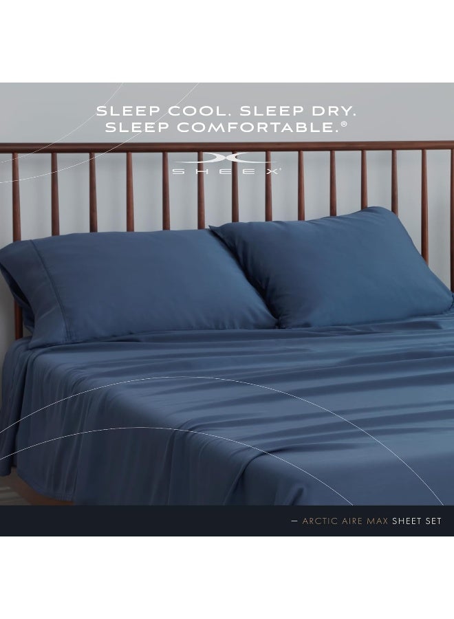 SHEEX Arctic Aire MAX Sheet Set, Ultrasoft Cooling Sheets with 1 Flat Sheet, 1 Fitted Sheet, and 2 Pillowcases, King, Denim - Image 5