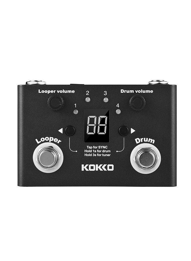 KOKKO multifunctional drum & looper effect pedal tuner bt page-turner phrase loop recording drum machine effect compact pedal portable musical instrument effect pedal digital tuner  - Image 1