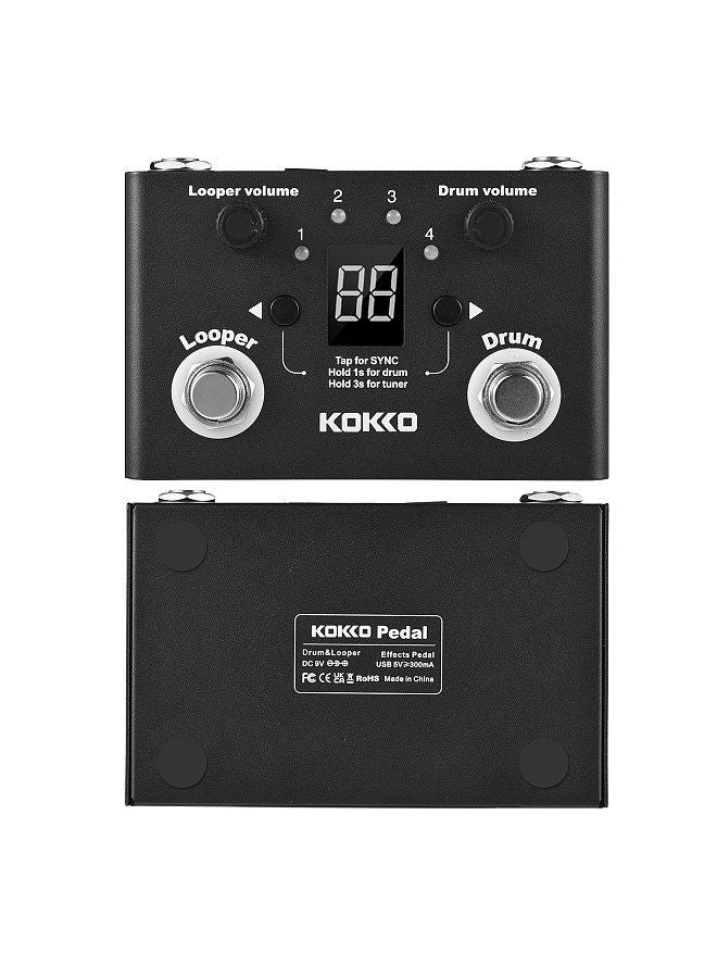 KOKKO multifunctional drum & looper effect pedal tuner bt page-turner phrase loop recording drum machine effect compact pedal portable musical instrument effect pedal digital tuner  - Image 4