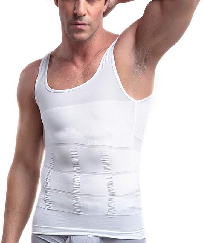 GLEVAR Men Compression Shapewear Tank – Slimming Vest with Abdomen Tummy Control – Waist Trainer Undershirt, Back Posture Corrector Shirt, Invisible Slim Body Shaper for Gym & Office - Image 1