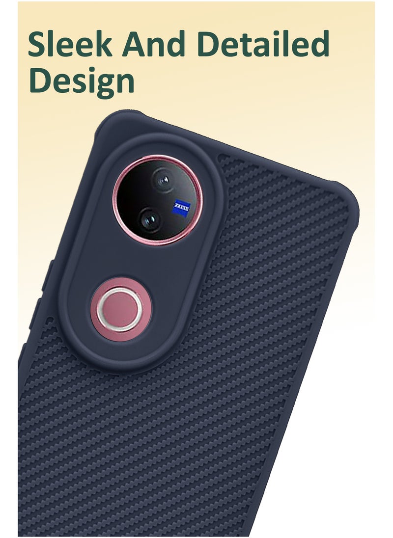 NAFCO - Self Designed Grippy Silicone Back Cover With Corner Protection Compatible For Vivo V50 - Blue - Image 1