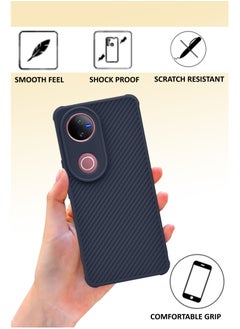 NAFCO Self Designed Grippy Silicone Back Cover With Corner Protection Compatible For Vivo V50 - Blue  - Image 2