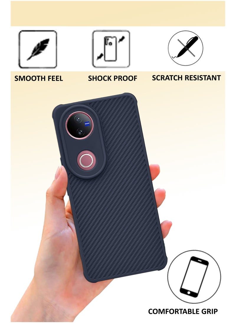 NAFCO - Self Designed Grippy Silicone Back Cover With Corner Protection Compatible For Vivo V50 - Blue - Image 1