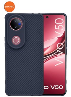 NAFCO Self Designed Grippy Silicone Back Cover With Corner Protection Compatible For Vivo V50 - Blue  - Image 1