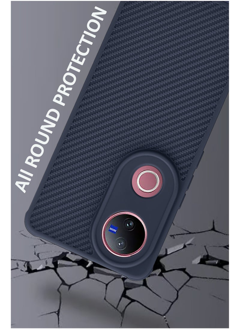 NAFCO - Self Designed Grippy Silicone Back Cover With Corner Protection Compatible For Vivo V50 - Blue - Image 1