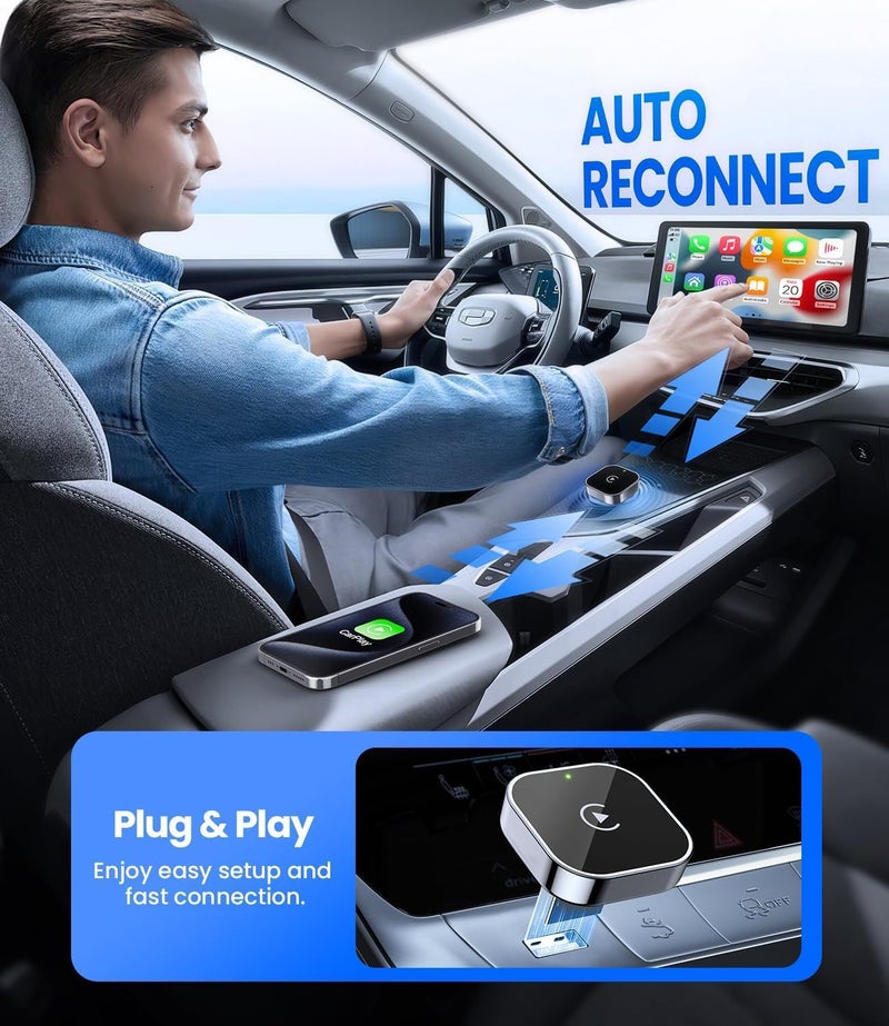 PROODOS Car Accessories 2025 - Wireless CarPlay Adapter | Android Auto Wireless Adapter | 2-in-1 CarPlay & Android Auto | Bluetooth 5.3 & 5.8GHz WiFi | Cortex A7 Pro - Image 4