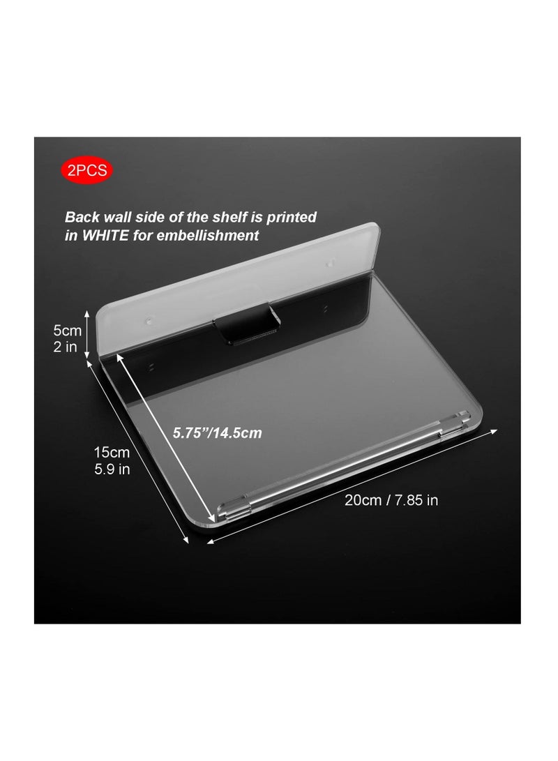 Anmi Set of 2 Acrylic Floating Wall Shelves Hanging Shelves, Adhesive Wall Display Shelf Stand for Plant Pot, Speaker, Security Camera, Figures in Office and Home, 8 x 6 Inch - Image 3