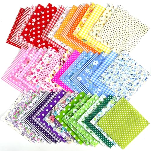 ZNBSIXP 60 Pcs Cotton Fabric Squares, 4" x 4" (10cm x 10cm) Craft Fabric Bundle Squares, Quilting Fabric Squares Pre-Cut Different Patterns, Craft Supplies for DIY Sewing, Doll Clothes & Scrapbooking - Image 4