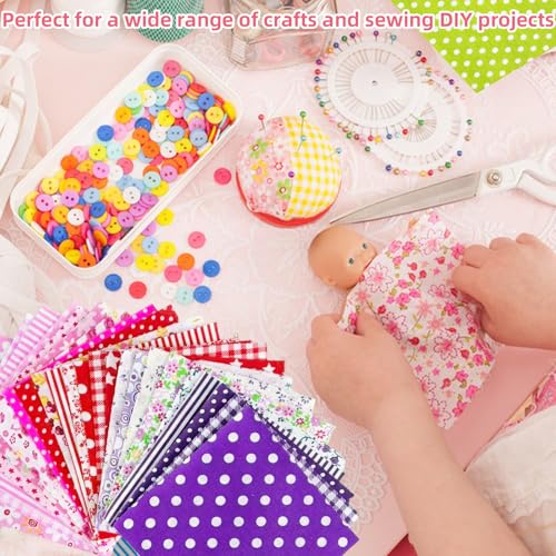 ZNBSIXP 60 Pcs Cotton Fabric Squares, 4" x 4" (10cm x 10cm) Craft Fabric Bundle Squares, Quilting Fabric Squares Pre-Cut Different Patterns, Craft Supplies for DIY Sewing, Doll Clothes & Scrapbooking - Image 5