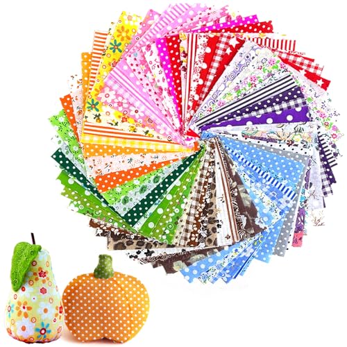 ZNBSIXP 60 Pcs Cotton Fabric Squares, 4" x 4" (10cm x 10cm) Craft Fabric Bundle Squares, Quilting Fabric Squares Pre-Cut Different Patterns, Craft Supplies for DIY Sewing, Doll Clothes & Scrapbooking - Image 1